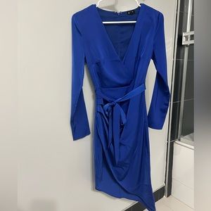NBD blue satin dress